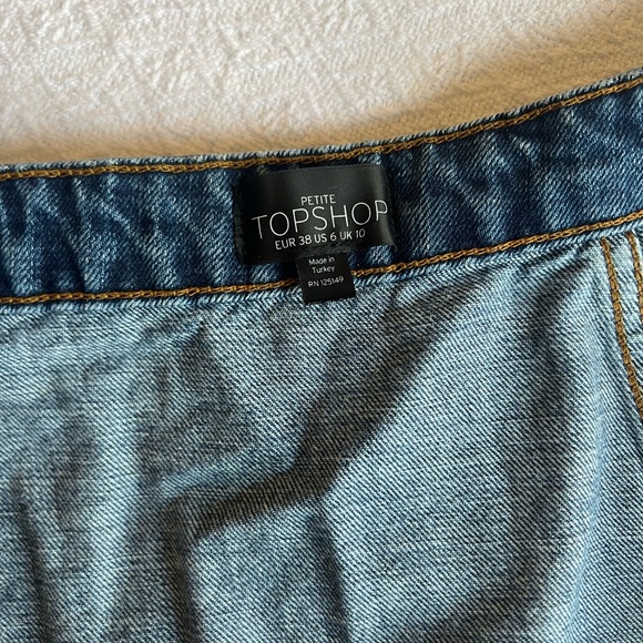 TOPSHOP Petite Button Front Blue Denim Skirt A-Line Size US 6 - Picture 6 of 7